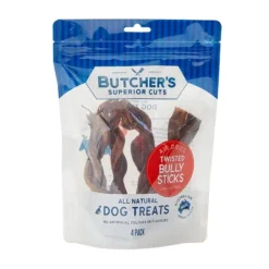 Butcher's Superior Cuts Twisted Bully Dog Treat 4 Pack