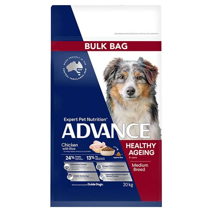 ADVANCE Adult Healthy Ageing Medium Breed Dry Dog Food Chicken With Rice 20kg 3 ADVANCE Adult Healthy Ageing Medium Breed Dry Dog Food Chicken With Rice 20kg