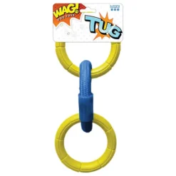 WAG Diamond Grip 3 Ring Tug With Rope Dog Toy Yellow 29cm