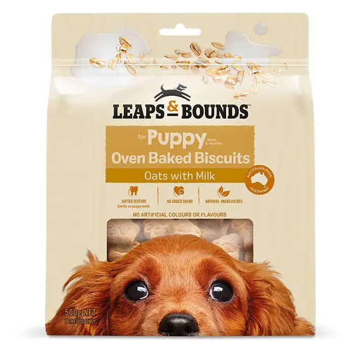 Leaps & Bounds Oats With Milk Baked Puppy Treat 500g 3 Leaps & Bounds Oats With Milk Baked Puppy Treat 500g