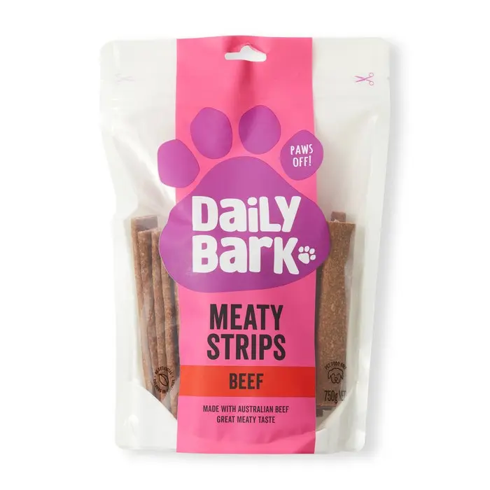Daily Bark Beef Dog Meaty Strips 750g 3 Daily Bark Beef Dog Meaty Strips 750g