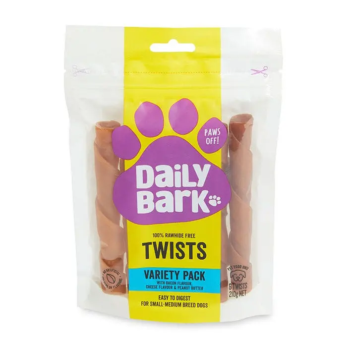 Daily Bark Variety Rawhide Free Twists Dog Treat 6PK 3 Daily Bark Variety Rawhide Free Twists Dog Treat 6PK