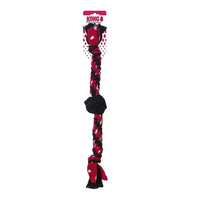 KONG Signature Rope Dual Knot WBall Dog Toy Red Black 3 KONG Signature Rope Dual Knot WBall Dog Toy Red Black