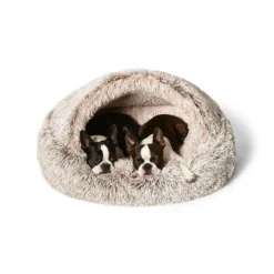 Snooza Hooded Cuddler Dog Basket Brown