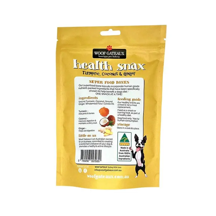 Woof Gateaux Health Snax Tumeric Cocont Gingr Dog Treat 200g 4 Woof Gateaux Health Snax Tumeric Cocont Gingr Dog Treat 200g - Image 2