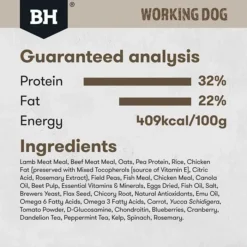 Black Hawk Working Dog Lamb Beef Adult Dog Food 20kg -Dog food Sales Shop 29388 135154 bh210 working dog adult lamb and beef 09 guaranteed analysis 1 3 1