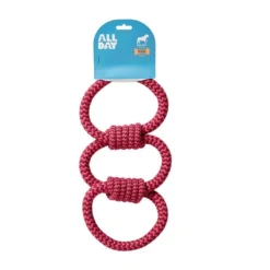 All Day 3 Ring Tug Rope Dog Toy Assorted