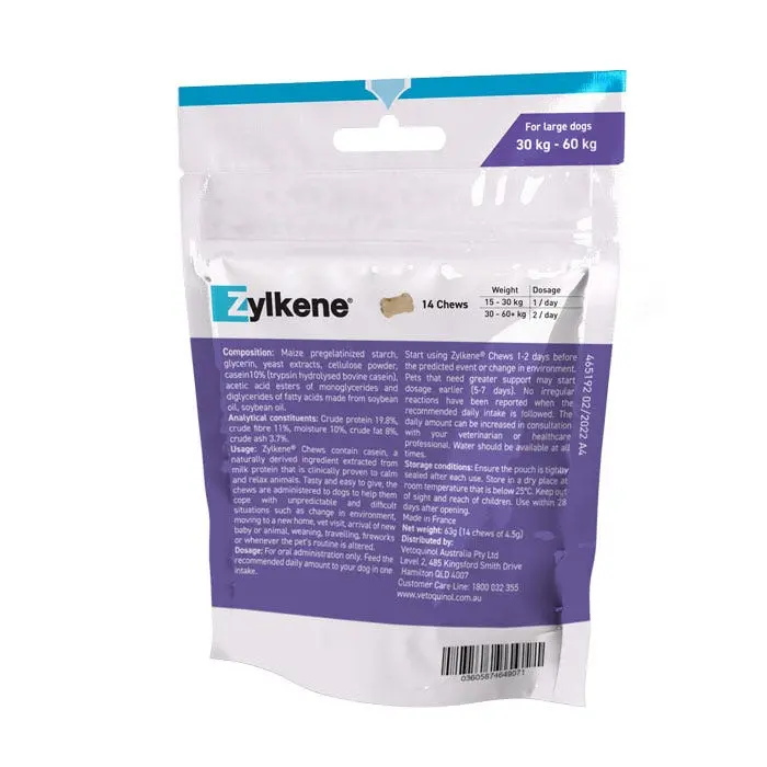 Zylkene Anxiety & Behaviour Dog Chews 450mg-14PK 4 Zylkene Anxiety & Behaviour Dog Chews 450mg-14PK - Image 2